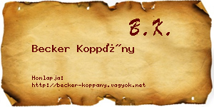 Becker Koppány névjegykártya